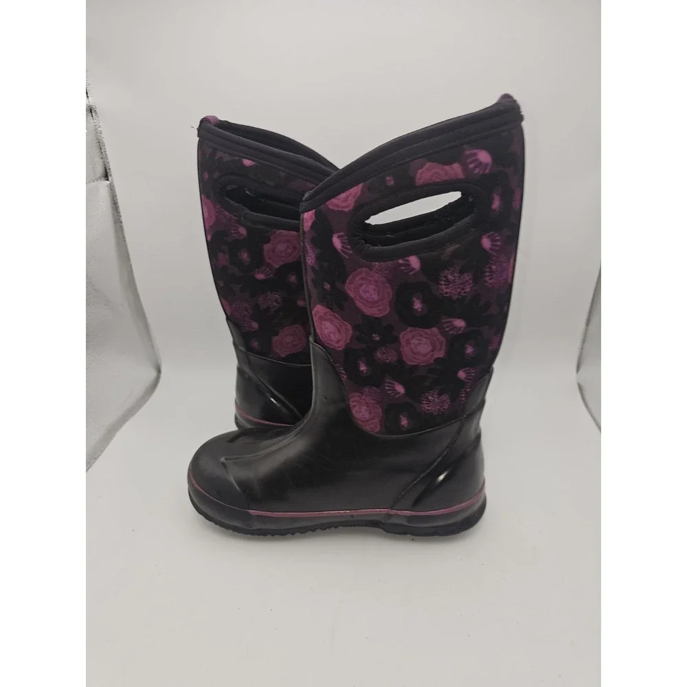 Bogs Classic Water Color Boots Youth Girls Purple Black Waterproof Snow Rain 2